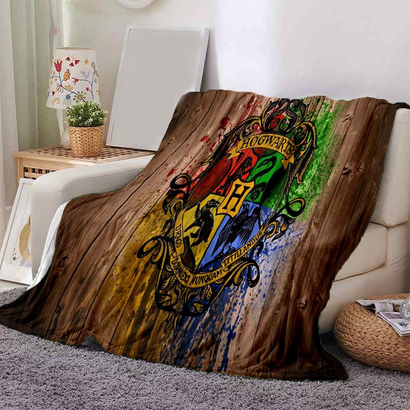 

Hogwarts Crest Wooden Wall Art DecorPrint Blanket, Soft Blanket For Sofa Office Bed And Travelling Daughter Birthday Gift esj146 130cm×150cm（50in×60in）