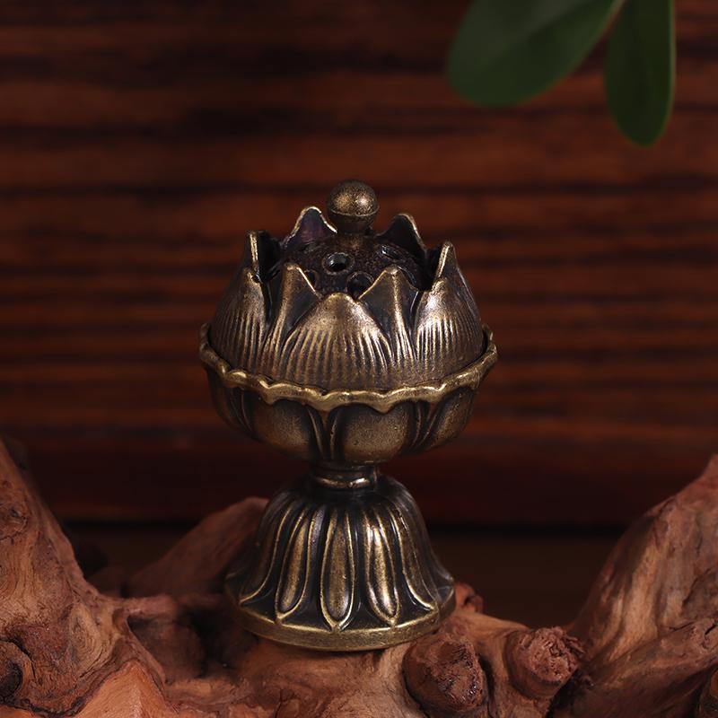 Alloy Lotus Incense Burner Lotus Incense Censer Archaic Copper Sandalwood House Furnishings Home Office Decoration