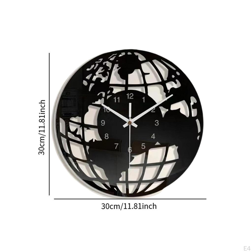 Acrylic Wall Clock with World Map Pattern, Movement, Silent, No Ticking, Home Decoration for Dining
