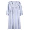 Lycra Cotton Nightdress Women'S Spring Summer Pure Cotton Nine-Quarter Sleeve Thin Sweet Princess Court Style Loose Large Size Pajama Dress