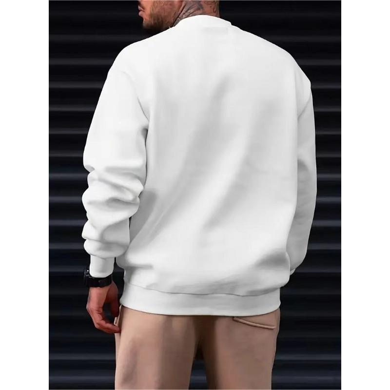 Men's Christmas Hip Hop Cartoon Print Long Sleeve Crewneck Sweatshirt, Soft Comfortable For Home And Outings.