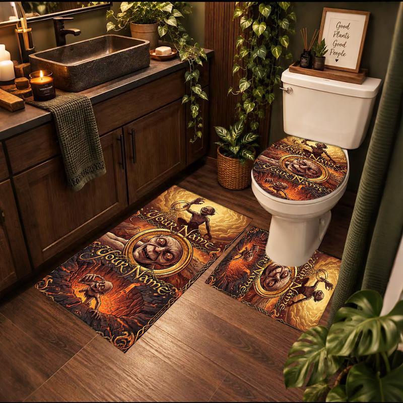Lord Rings 3Pcs Personalized Customization Bathroom Mat Set Toilet Lid Cover And Rug Ushaped Bath Mats Nonslip Door Mat Decoration