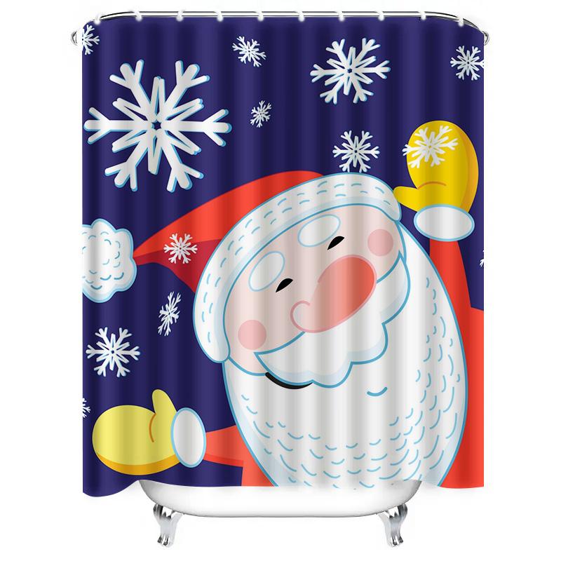 TU Winter Holiday Shower Curtain Festive Christmas Snowman Pattern Waterproof Fabric Bathroom Decor Set Holiday Home Decor Gift
