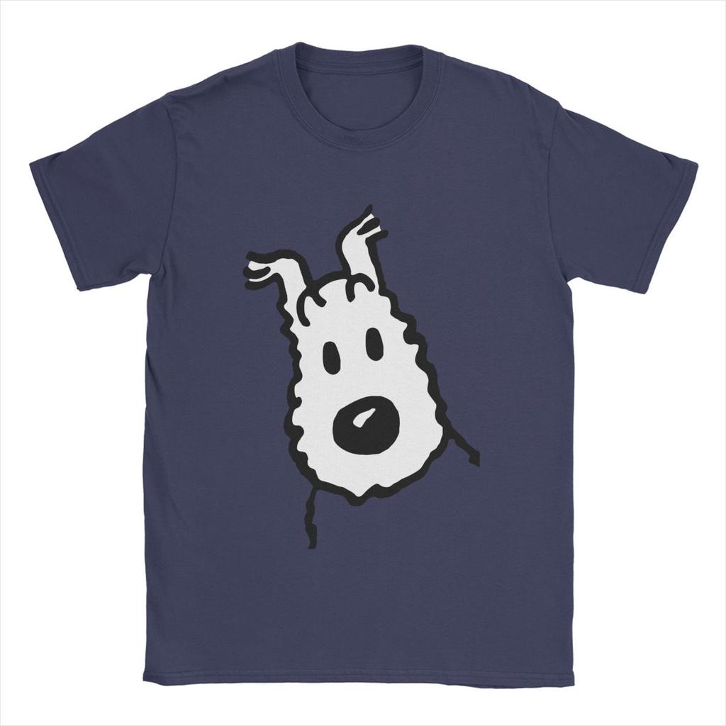 Camiseta Casual Perro Nieve Capitán Haddock Hombre Cuello Redondo 100% Algodón Camiseta Dibujos Animados Manga Corta Camisetas Ropa Clásica