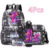 4Pcs/set Anime Cute KPop Printed Backpack with 750Ml Water Bottler for Teenager Student Girl Boy Bookbag Kid Gift Large Capacity waterproof Travel Bag
