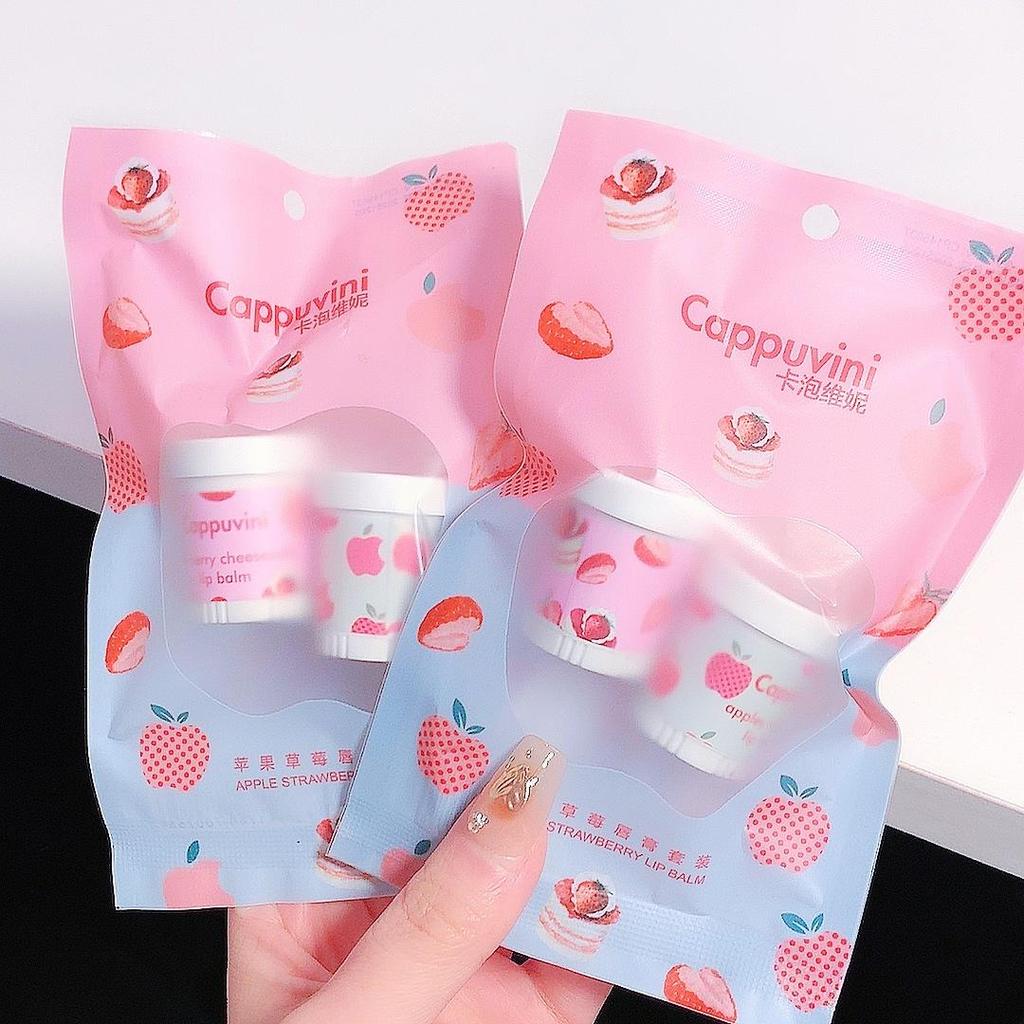 Sada 2 ks ovocného balzámu na rty Hydratační tyčinka na opravu rtů Růžová jahodová rtěnka Péče o rty Krémový make-up na rty HMM