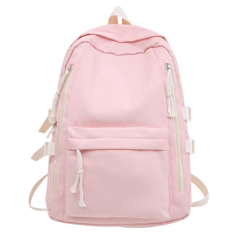 Schoolbag female Korean version student Harajuku female backpack, high school student junior high school ins wind large capacity solid color backpack