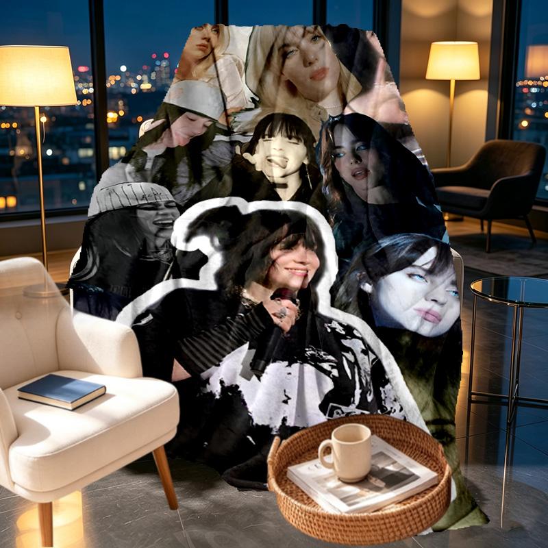 Billie Eilish Print Blanket - Soft & Comfortable, for Bedroom, Travel, Sofa, Home Decoration - Birthday Christmas Gift for Friend