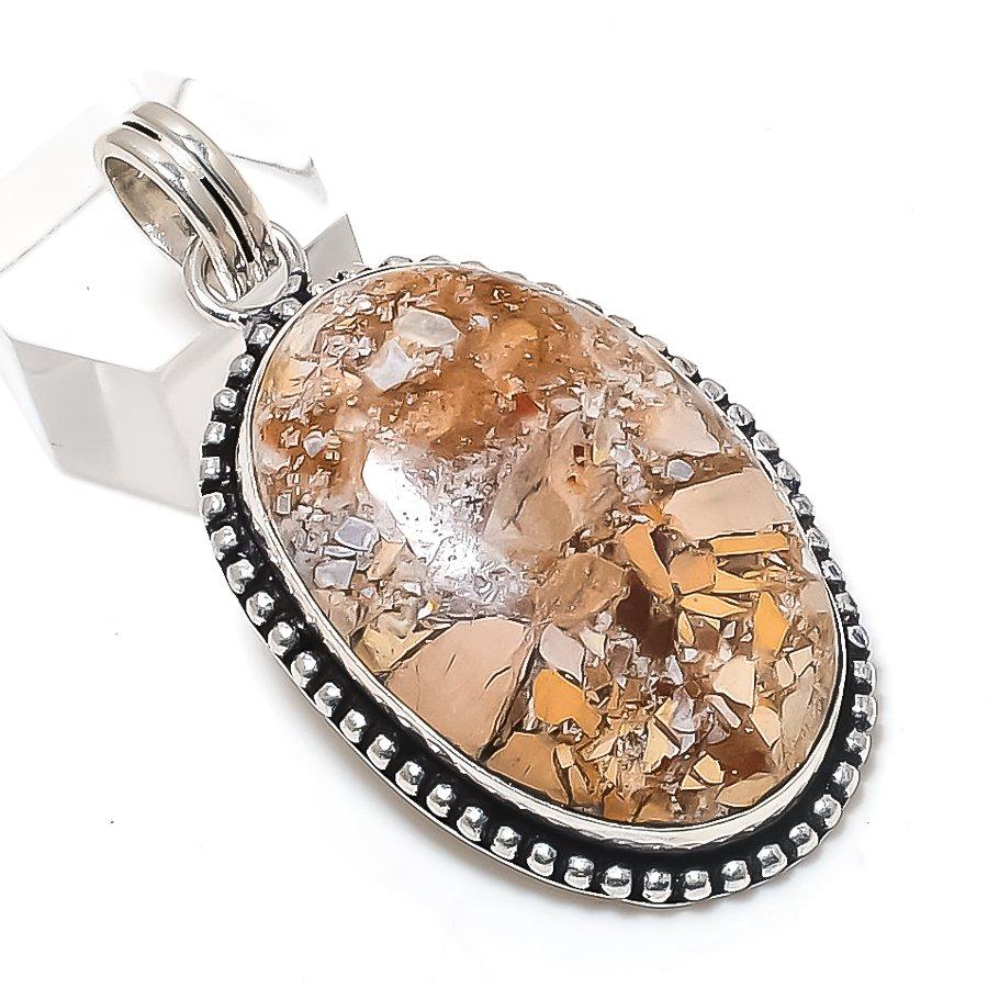 

Brecciated Mookaite Gemstone 925 Sterling Silver Jewelry Pendant 2.25