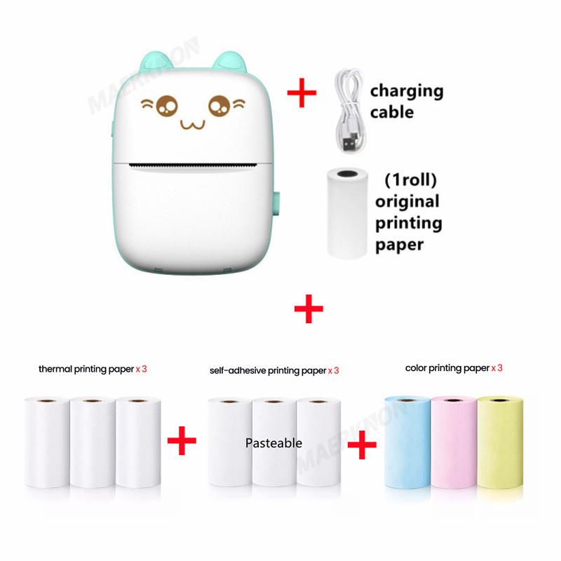 HD Mini Thermal Printer Portable Label Photo Printers Stickers Paper Inkless Wireless Cat Kid Impresora 200dpi Android IOS 57mm
