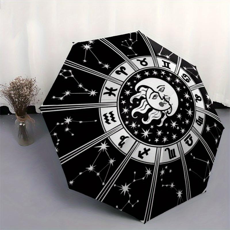 Zodiac Wheel Astrology Chart Horoscope DesignUmbrella, Portable 3-Fold Compact Umbrella for Men & Women Gift