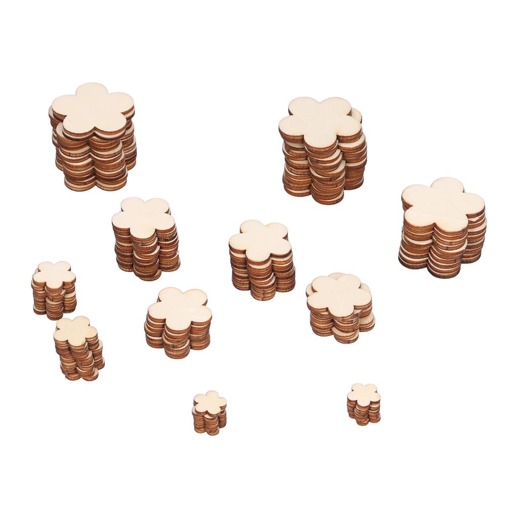 100 szt. DIY Niedokończone Drewniane Kawałki Kształt Kwiatu Śliwy Rękodzieło do Kartki z Życzeniami Dekoracja Albumu