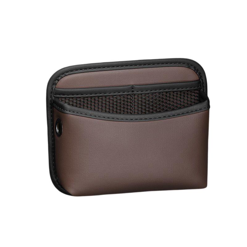

PU Leather Car Organizer Pocket Bag For Collecting Bag Cards Phone Key Paste Box Self Adhesive Car Storage Pocket коричневый