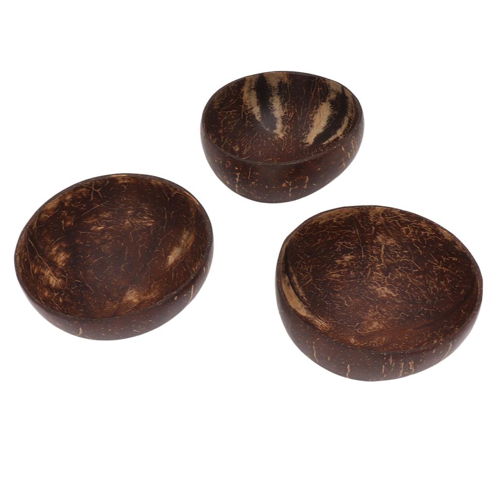 Coconut Bowl Set Leakage Proof Reusable Hand Polished Coconut Shell Bowls for Rice Dessert Salad Breakfast