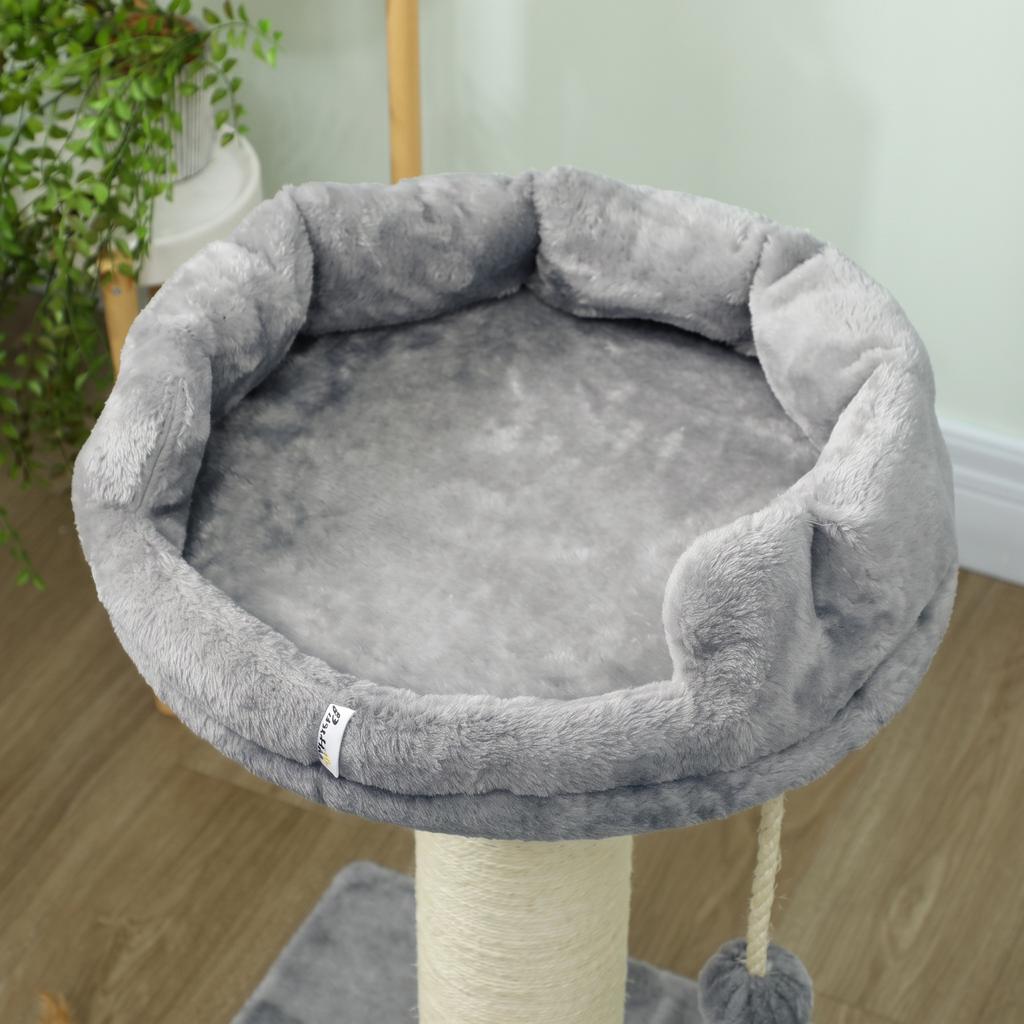 Scratching post cat tree cat bed, 1 cat bed, incl. cat toy, 55 cm x 55 cm x 83 cm, grey