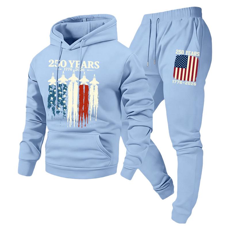 Trendy Fashion Unisex Casual Hooded Plus Velvet Sweatshirt Sportswear Set