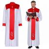 Halloween Priester Cosplay Kostüm Mönch Kirche Mittelalter Priester Robe Bedruckt Stehkragen Minister Klerus Bühnenauftritt Robe
