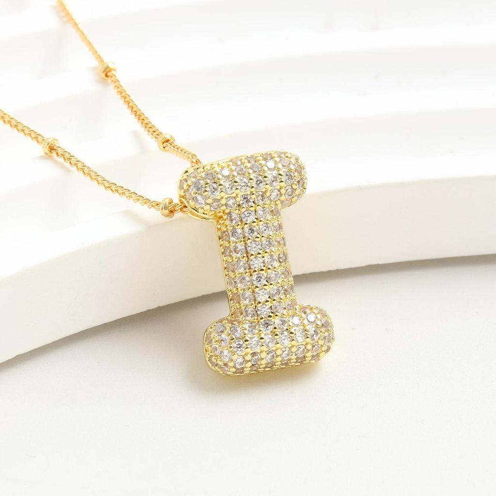 26 English Letter Gold-Plated Zircon Pendant Necklace