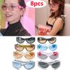 8pcs Heart Style Sunglasses Women Men Y2K Trendy Wrap Around Sports Sun Glasses Goggles Sun Glass Shades Eyewear UV400