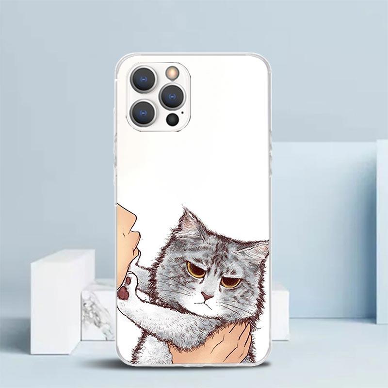 

Чехол для телефона Милый котенок целует для IPhone 16 17 Air 16E 15 14 Plus 13 Mini 12 11 Pro Max 7 8 + SE 2020 Мягкая задняя крышка из ТПУ 16 iPhone 13 Pro Max