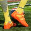 Kinder und Jugendliche, große Größe, stoßdämpfend, rutschfest, verschleißfest, Klettverschluss, kurzer Nagel, Outdoor-Fußballschuhe, Trainingsschuhe