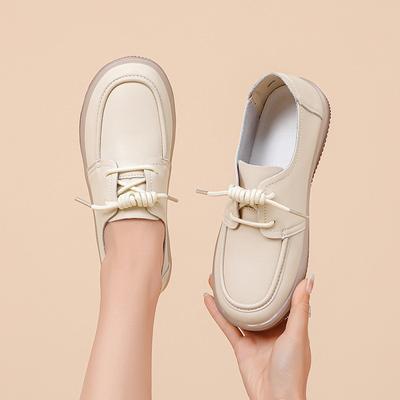 Leder Rindensehnensohle weiße Schuhe Damen neue flachbodige Ein-Pedal-Einzelschuhe Sport- und Freizeit-Board-Schuhe