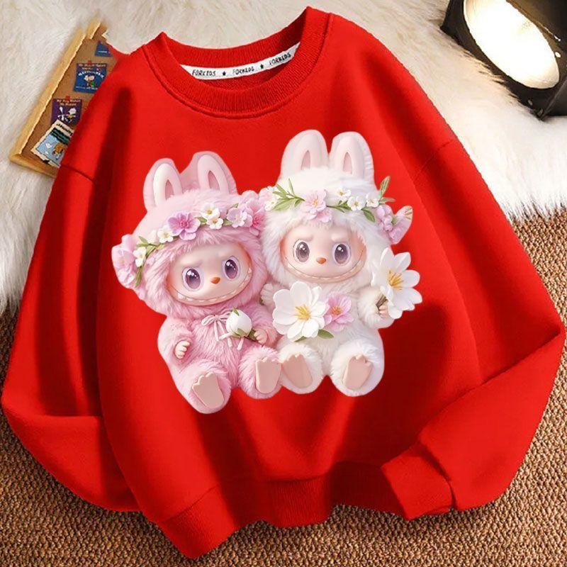 Spring and Autumn Boys' and Girls'  Fashionable Round-neck Hoodie, Children's Long-sleeved Loose Hoodie Jacket
