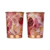 Copper Printed Design 250ML Water Glass with Rust Proof for Home and Office Use Ayurveda and Yoga Health Benefits Glass Set of 6 (Pink Gold)