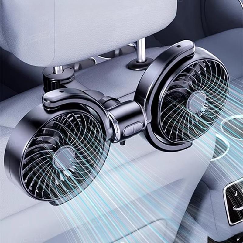 3 Speed Car Cooling Fan Headrest Double Head Fans Multi Angle Rotation Adjustable Cooler Air Fan for Car Accessories
