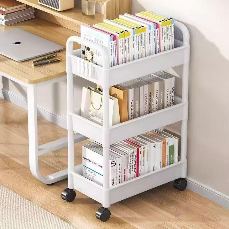 Floor-Standing Narrow Crevice Storage Rack for Kitchen or Bathroom
