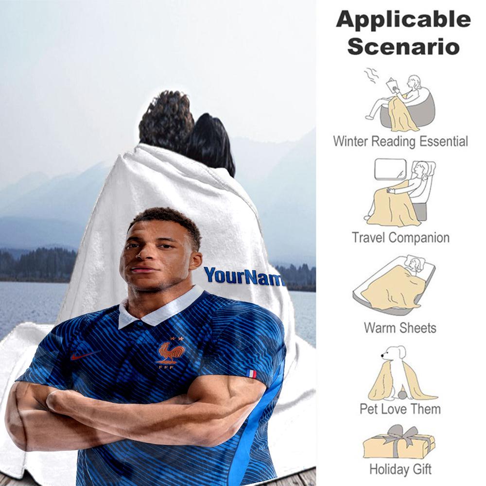 Mbappe 239 Customize Text Blanket Cozy Personalized Blanket Durable Comfort Perfect for Office Picnics Couch Nap Four Seasons Multipurpose