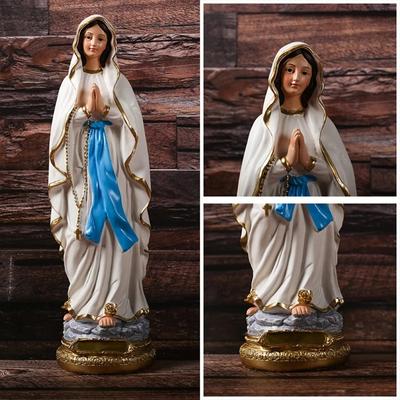 Our Lady of Lourdes Blessed Virgin Mother Mary Catholic Religious Gift Colored Resin Figurine Statue