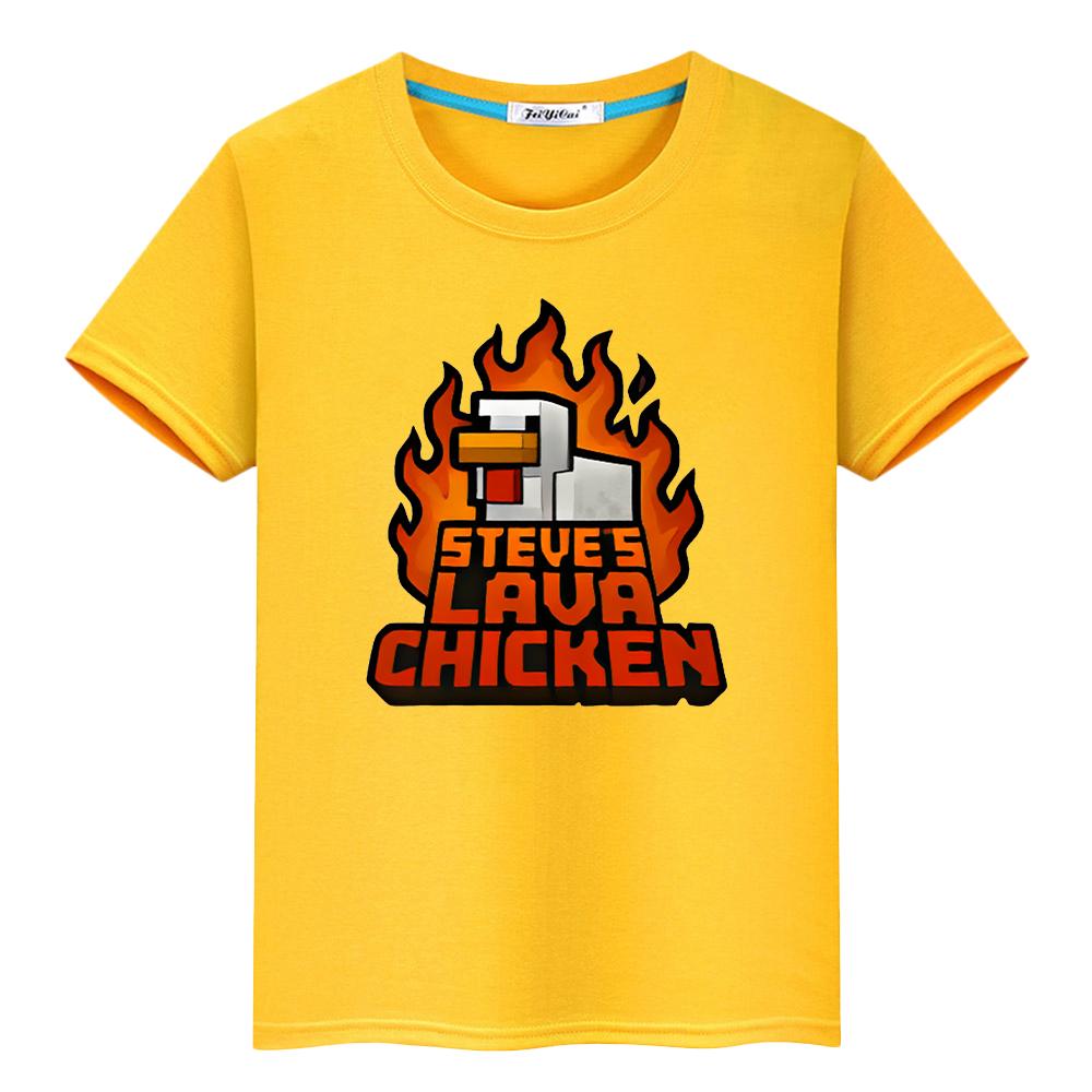 chicken jockey Kawaii t shirt for kids boy 10year 100%Cotton Print Cartoon Tops Anime Short Tees kids clothe girls y2k one piece