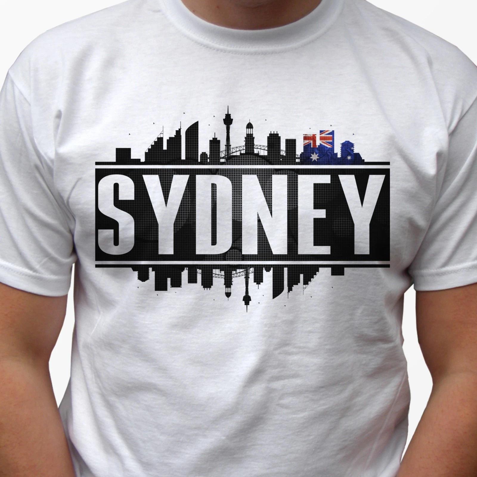 Sydney kids boys T-Shirt city top Australia flag white tee gift s s kids sizes 130