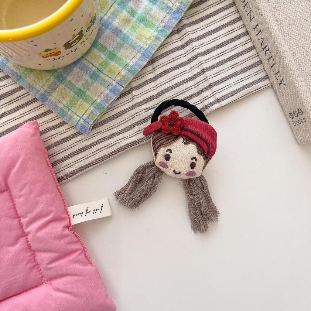 Koreanische Cartoon-Stoff-Baumwoll-Haargummis - Nicht-schädigende elastische Haaraccessoires für Mädchen, perfekt für Herbst und Winter