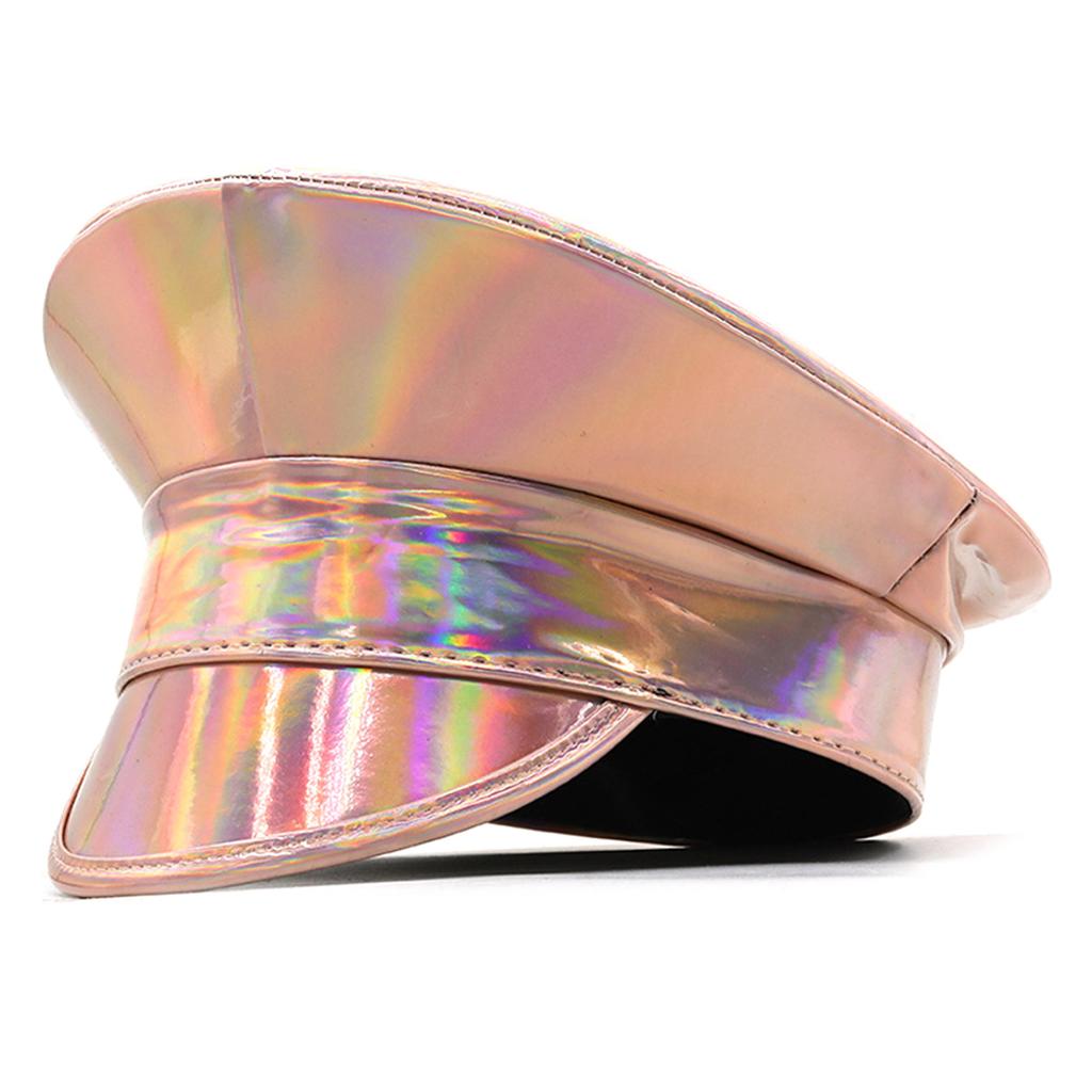 PatentLeather Military Hat for Women Novelty Glitter Party Hat Sergeant Captain Cap for Stage Club Bachelorette Party