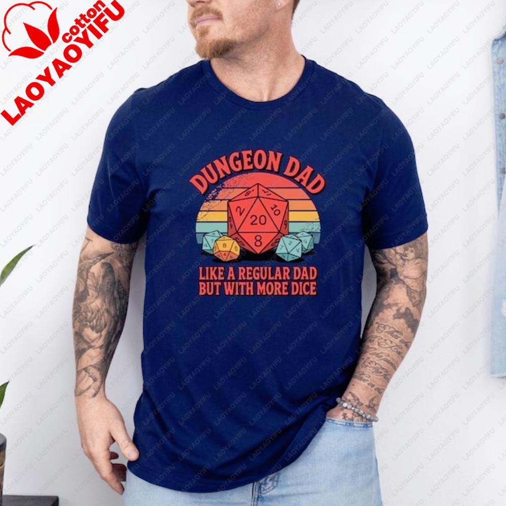 Dungeon Dad Shirt Funny Dungeons and Dragons TShirt Dice Dad Tee Fathers Day Gamer Gift Tops Board Game Night Men TShirt S