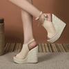Sommer Peep-Toe Keilsandalen für Damen Mode Schnallenriemen Plateau Hohe Absätze Lässige Gladiator Sandalen Damen Sandalias