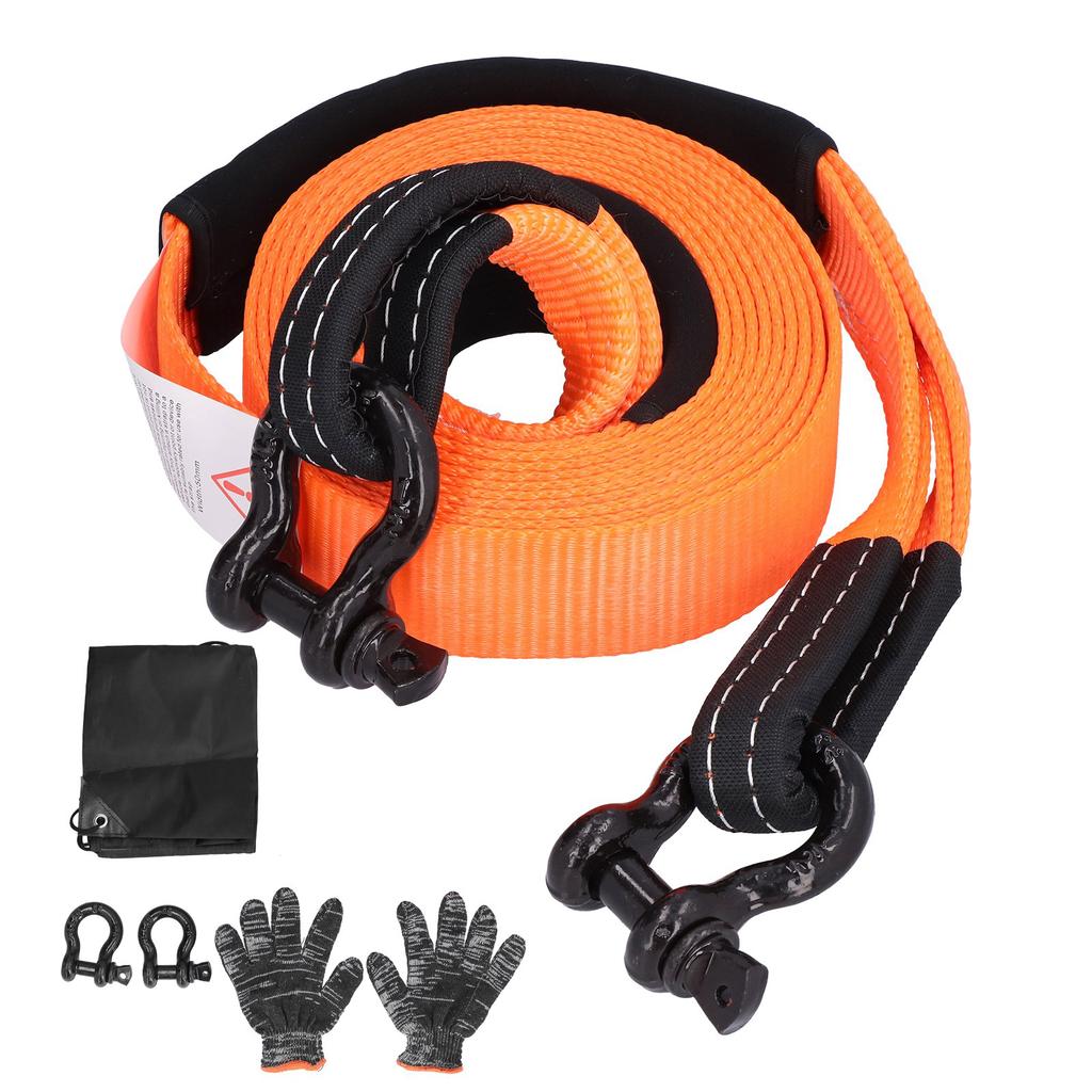 Tow Rope OffRoad Recovery Polyester Pulling Pull Strap 5 Metres 5 Ton for Car Vehicle(Orange )