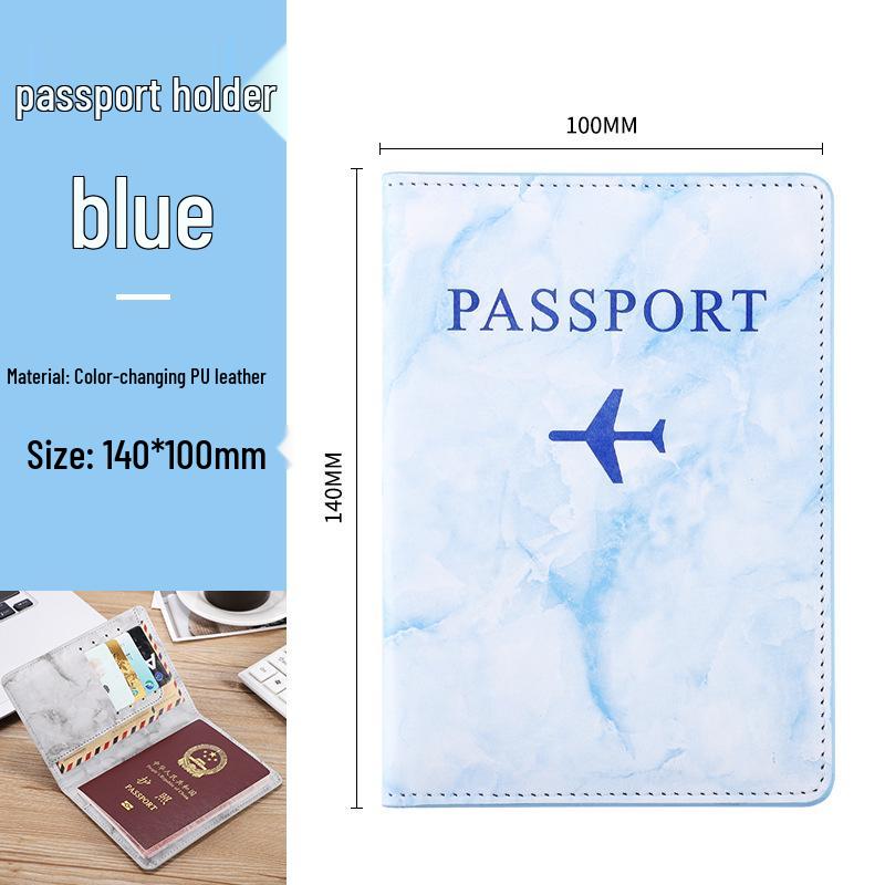 Marble Pattern Passport Holder with Ticket Clip and Custom Logo