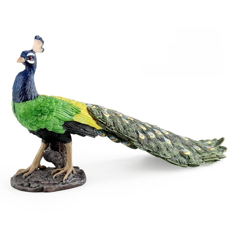 Realistic Pvc Peacock Animal Sculpture Decoration Wildlife Figurine For Living Room Decor
