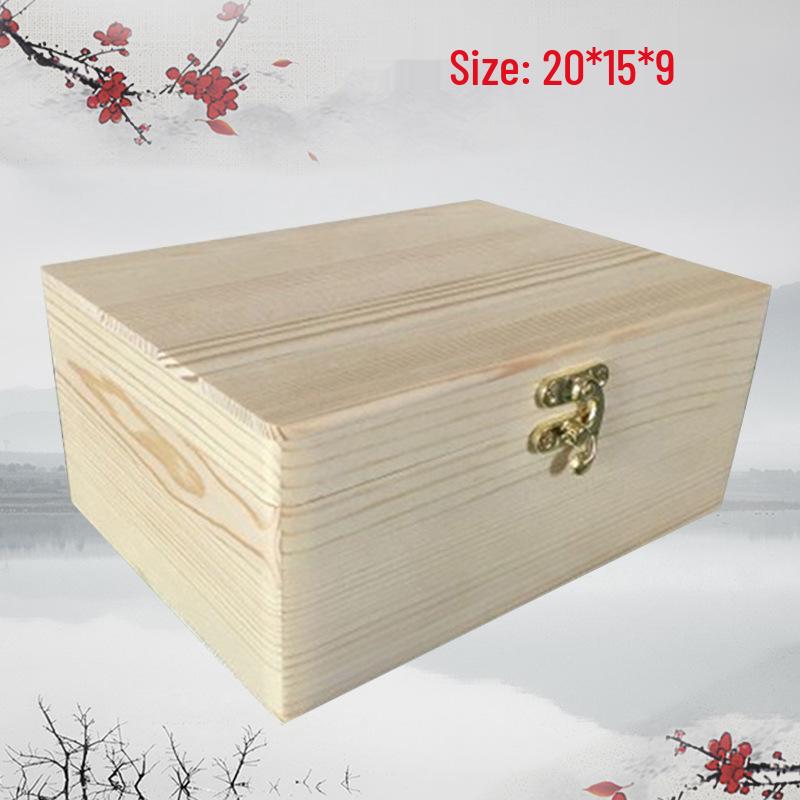 Vintage Solid Wood Rectangular Storage Box with Lid