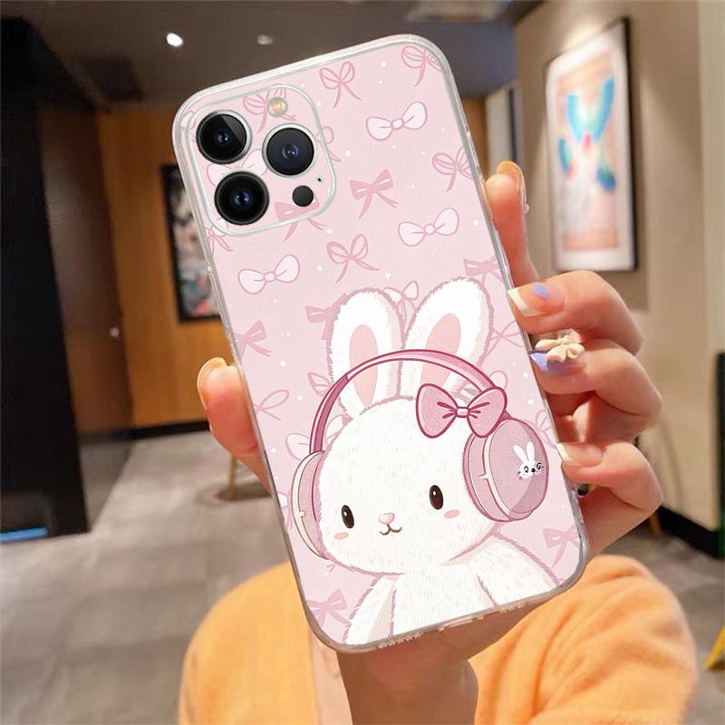 

Cute Rabbit Cartoon Phone Case Carcasa Funda For iPhone 17 Pro Max Air 16 15 14 13 Pro Max 15 16 Pro 15Plus Case iphone 16ProMax