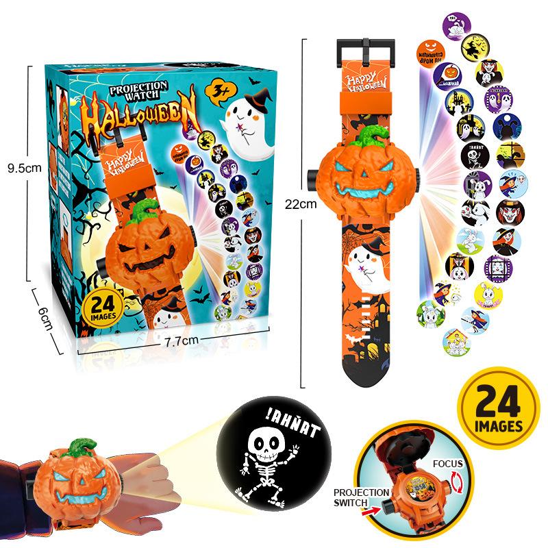 Halloween Pumpkin Projection Watch for Kids, Early Education Luminous Toy Watch, Halloween Gift Party Favors 1pcs