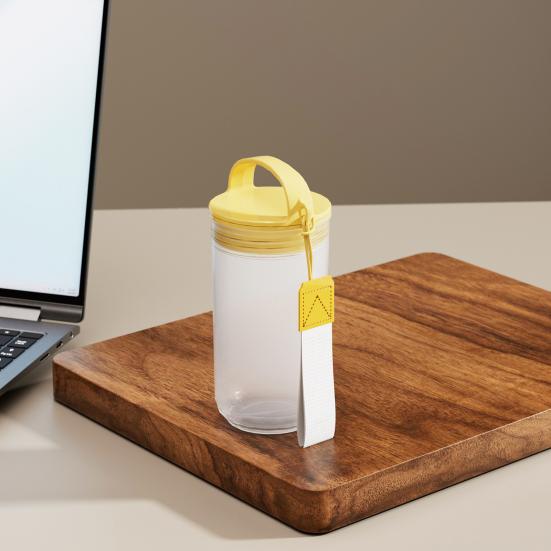 Frosted Water Bottle with Handle & Lanyard, Food Grade Clear Drinking Bottle, Leak-Proof Portable Travel Drink Soybean Milk Cup for Outdoor Gym Office