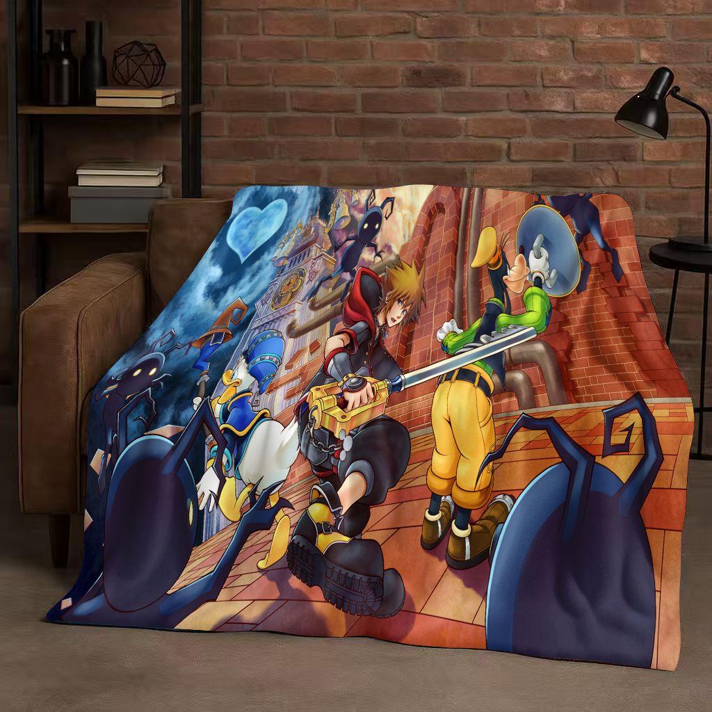 Sanrio Kingdom Hearts Kreslená hra Mickey Mouse Flanelová deka, ultra měkký plyšový přehoz do ložnice, postele, pohovky, vánoční dárek