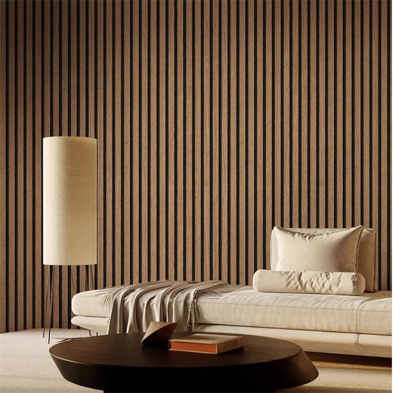 New Modern Minimalist New Chinese Style 3D Wood Grain Grille Wallpaper Bedroom Tea Room Living Room Sofa Background Wall Paper
