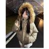 Casual All-match Niche Fur Collar Hooded Jacket Women's Winter Thickened Warm Loose Simple Cotton Coat