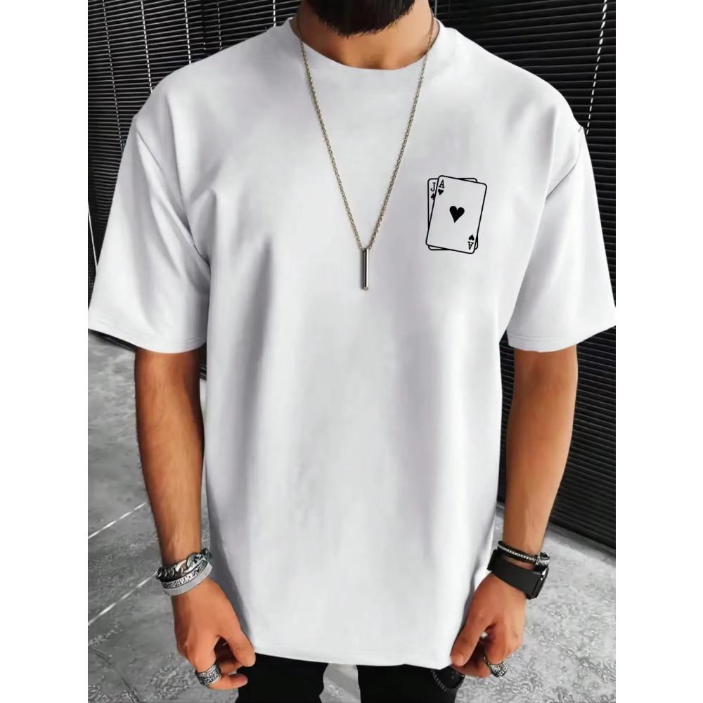 Playing Card Spades A Print Mens Cotton T-Shirts All-math Fashion Short Sleeve Breathable Oversize O-Neck Tops Male Tee Clothing