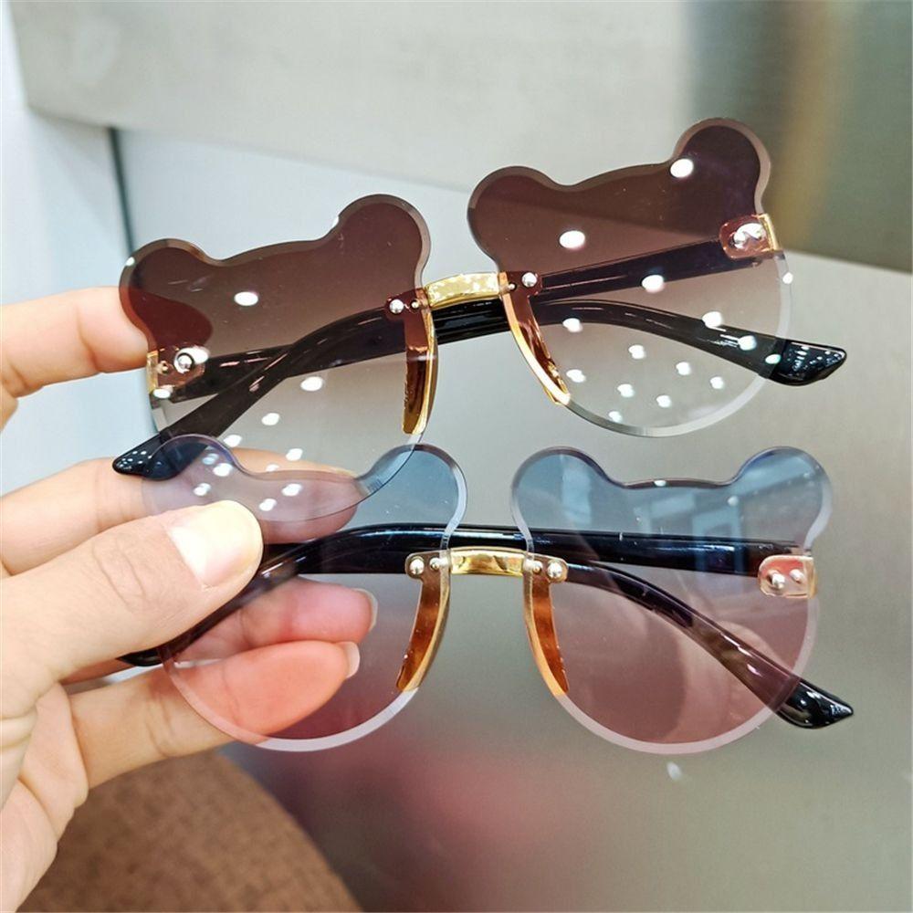 Cartoon Bear Kids Sunglasses Rimless Eyewear Party Children Sun Glasses  for Boys Girls